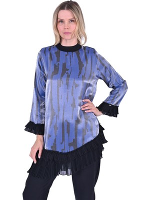 Şifon Pilise Tunik Lacivert