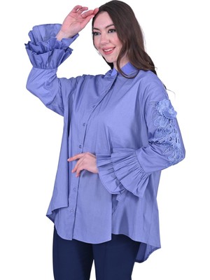 Kol Fırfır Gömlek Mavi