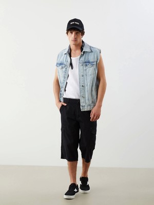 Lcw Jeans Siyah Standart Kalıp Erkek Jean Şort