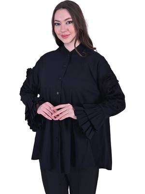 Kol Fırfır Gömlek Siyah