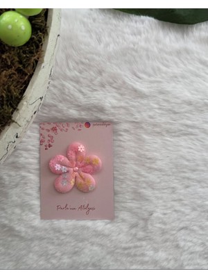 Parla'nın Atölyesi Az Saçlı ve Saçsız Bebek Tokası(Pullu Çiçek)