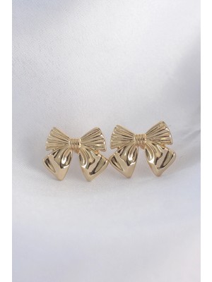 Pirinç Gold Renk Fiyonk Küpe