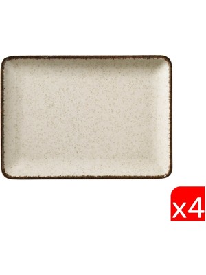 Kütahya Porselen Moderna Dikdörtgen  Tabak Tarçın 4 Parça 18X13CM TAN18X13DUS2730P02