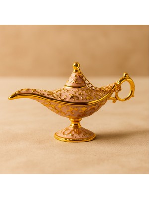 Altın Işlemeli Beyaz Dekoratif Mini Aladdin’in Lambası