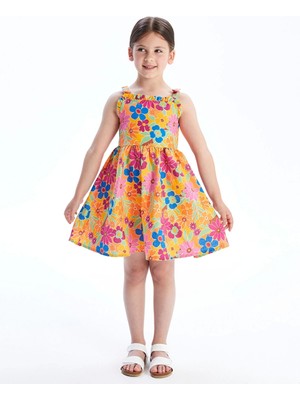 Lcw Kids Karişik Çiçekli Fırfırlı Kız Çocuk Keten Elbise