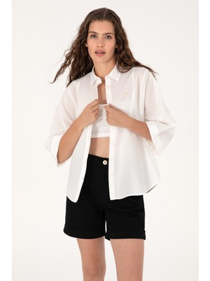 U.s. Polo Assn. Kadın Beyaz Gömlek Desenli 50299459-VR013