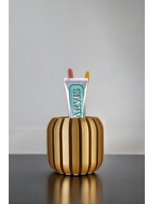 Diş Fırçalığı Diş Fırçalık Diş Fırçası Standı Diş Fırçası Tutucu Altın Eskitme Model 79