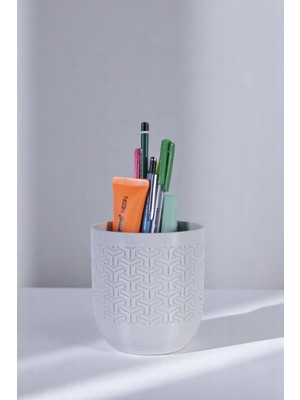 Kalemlik Masa Kalemliği Organizer Kalemlik Beyaz Renk Model 77