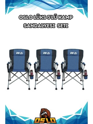 Oslo Lüks 3'lü Kamp Sandalye Seti Mavi