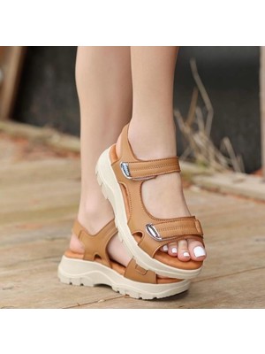 Divamod 1300 Kadın Cırtlı Kalın Taban Comfort Sandalet