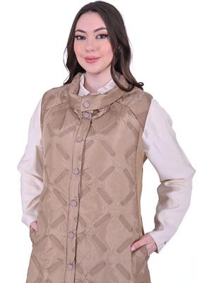 Pervane Kapitone Yelek Sütlükahve