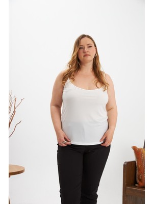 Büyük Beden Askılı Atlet Beyaz