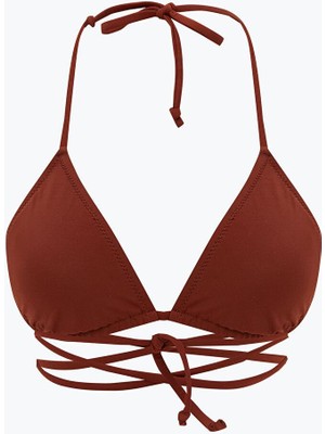 Düz Boyundan Bağlama Detaylı Kadın Bikini Üst  (S5)
