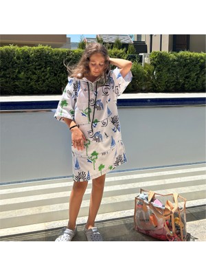 Adade Kids Pamuklu Çocuk Sörf Pançosu - Deniz Sonrası Kapüşonlu Kurulama Havlusu