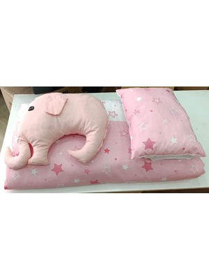 Coronel Yatak Oyun Parkı Bebek Uyku Seti 4 Parça Pembe