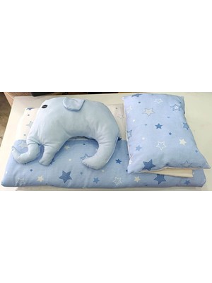 Coronel Yatak Oyun Parkı Bebek Uyku Seti 4 Parça Mavi