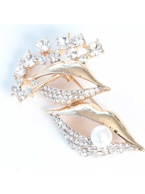 Zirkon Taşlı Metal Broş