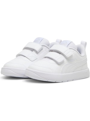 Puma Courtflex V3 V Beyaz Sneaker Erkek Çocuk İçin Düz Tabanlı Rahat Ayakkabı