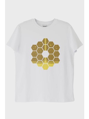 NUUGG James Webb Altıgen Tasarımlı Baskılı Beyaz Tişört