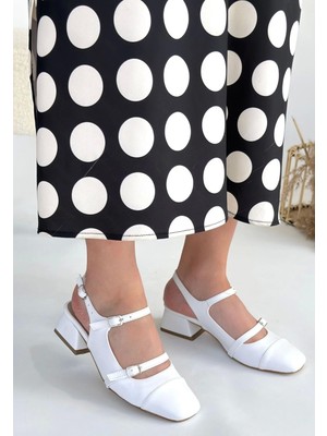 Doran Beyaz Cilt Topuklu Ayakkabı