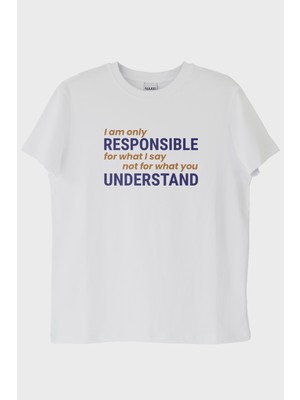 Nuugg I Am Only Responsible Baskılı Beyaz Tişört (Xxl)
