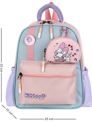 Kız Çocuk Anaokulu Sırt Çantası Melodi-Labubu Kreş Çantası 33*25 cm Ortopedik Su Itici Kumaş