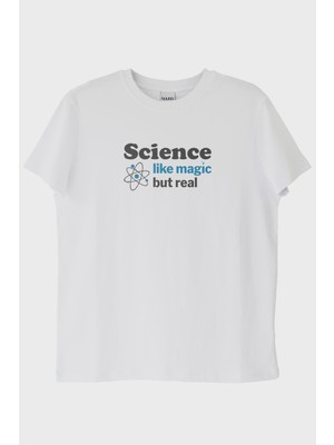 Nuugg Science Like Magic But Real Baskılı Bilim Temalı Beyaz Tişört (M)