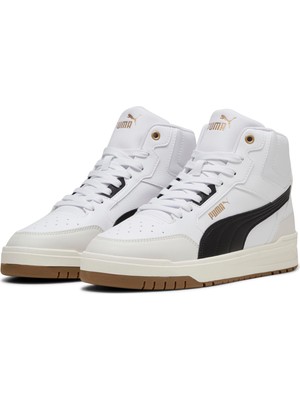 Puma Shuffle Downtown Mid Unisex Yetişkin Sneaker Beyaz Renk Düz Tabanlı Kadın Kullanıma Uygun