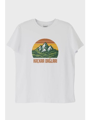 Nuugg Kaçkar Dağları Retro Doğa Baskılı Beyaz Tişört (Xxl)