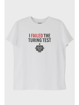 NUUGG I Failed The Turing Test Robot İkonlu Baskılı Beyaz Tişört