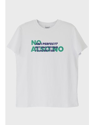 Nuugg Am I Perfect But Trying Beyaz Tişört (M)