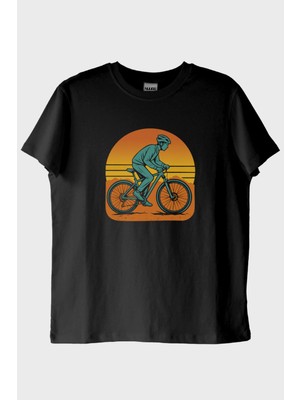 Nuugg Biker Figürlü Bisikletçi Baskılı Doğa Siyah Tişörtü (Xxl)