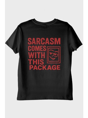NUUGG Sarcasm Comes With This Package Yazılı Siyah Tişört