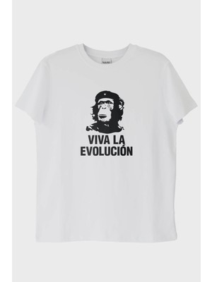 Nuugg Viva La Evolución Tasarım Baskılı Beyaz Tişört (Xs)