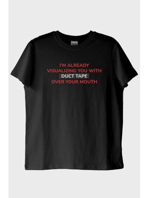 Nuugg Duct Tape Baskılı Mizahi Siyah Tişört (M)