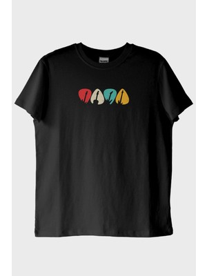 Nuugg Renkli Gitar Penası Baskılı Siyah Tişört (Xxl)
