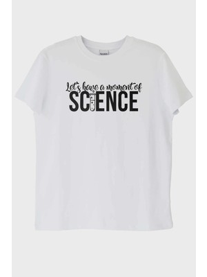 Nuugg LET'S Have A Moment Of Science Baskılı Beyaz Tişört (M)
