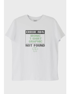 Nuugg Error 404: Graphic Not Found Baskılı Tasarım Beyaz Tişört (L)