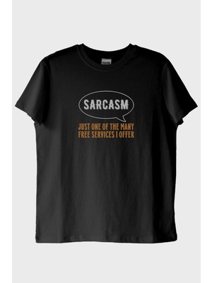 NUUGG Sarcasm Baskılı Tasarım Siyah Tişört
