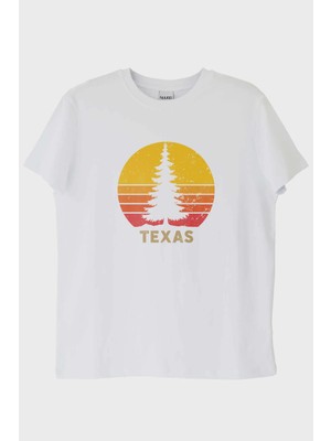 Nuugg Texas Doğa Temalı Gün Batımı Tasarımlı Beyaz Tişört (Xxl)