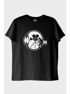 NUUGG Eski Film Kamerası Baskılı Tasarım Siyah Tişört