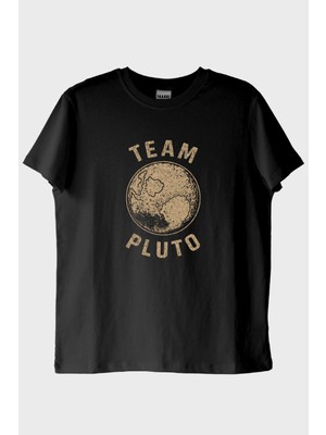 NUUGG Team Pluto Baskılı Uzay Temalı Siyah Tişört