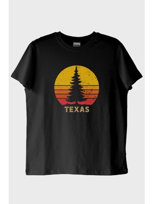 Nuugg Texas Doğa Temalı Gün Batımı Tasarımlı Siyah Tişört (Xl)