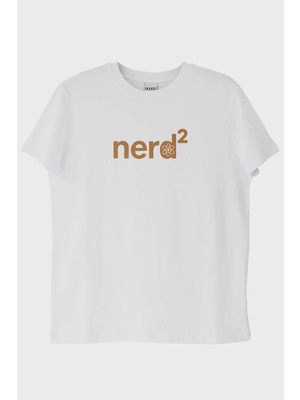 Nuugg Nerd² Atom Sembollü Baskılı Beyaz Tişört (Xs)