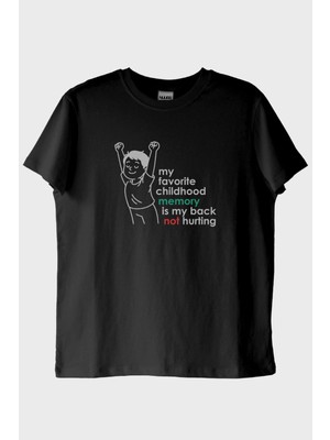 NUUGG My Favorite Childhood Memory Baskılı Siyah Tişört