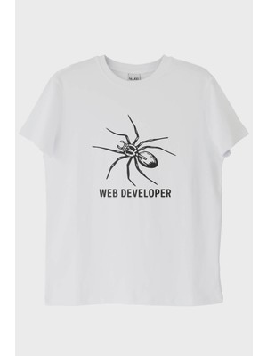 NUUGG Web Developer Baskılı Beyaz Tişört