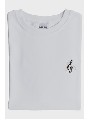Nuugg Siyah Sol Anahtarı Renkli Nakış Müzik T-Shirt (Xs)