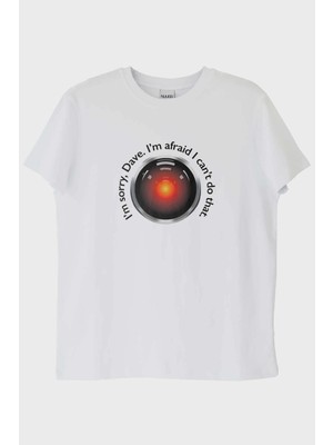 NUUGG I'm Sorry Dave Bilimkurgu Temalı Baskılı Beyaz Tişört