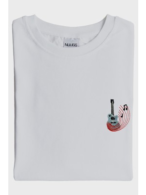 NUUGG Gitar Notalı Nakış Müzik T-Shirt