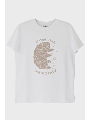 NUUGG Water Bear Tardigrade Baskılı Beyaz Tişört
